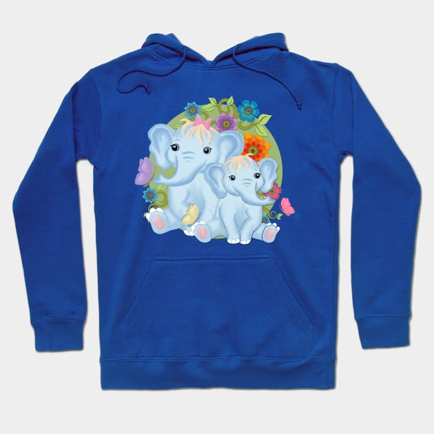 Mommy and Baby Elephants Hoodie by AlondraHanley